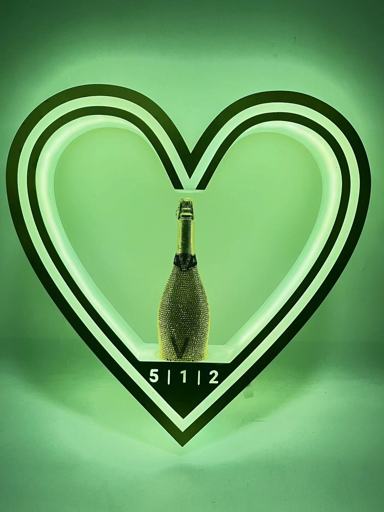 Customized Logo Full Color LED Heart Shape Champagne Bottle Presenter For Nightclub 9