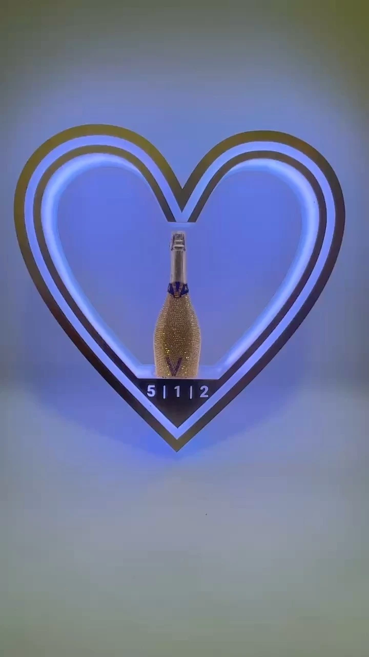 Customized Logo Full Color LED Heart Shape Champagne Bottle Presenter For Nightclub 1