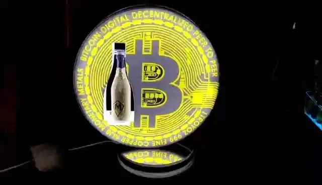 Customized Logo Full Color LED Bitcoin Champagne Bottle Presenter For Nightclub 1