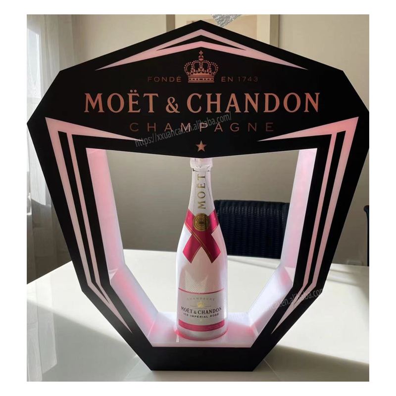 Customized Logo Full Color LED Heart Shape Champagne Bottle Presenter For Nightclub1 7