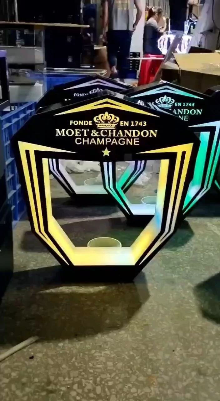 Customized Logo Full Color LED Heart Shape Champagne Bottle Presenter For Nightclub1 1