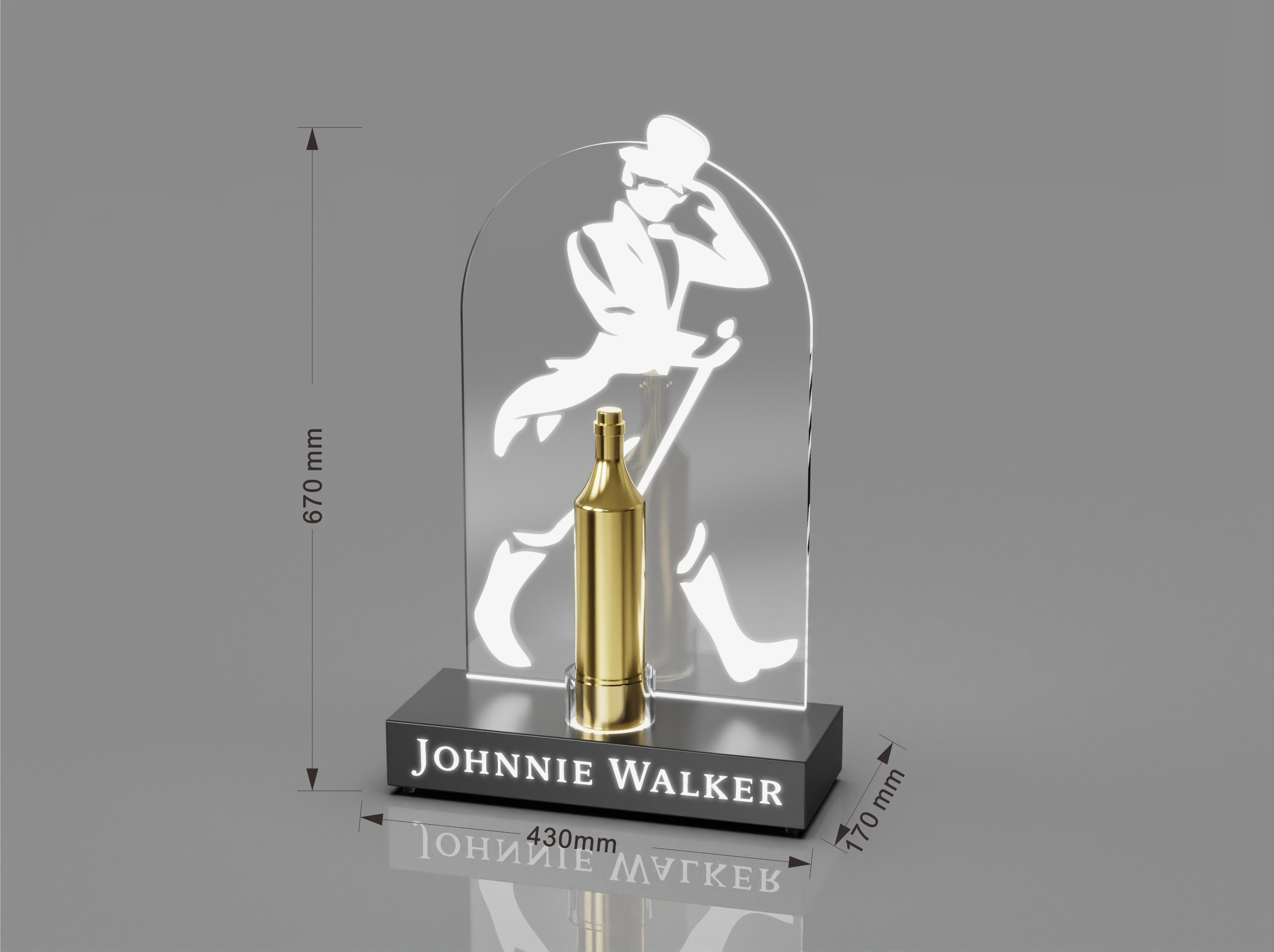 Mai Gabatar da Kwalbar Johnnie Walker RGB LED Acrylic Don Dakin Dare 2