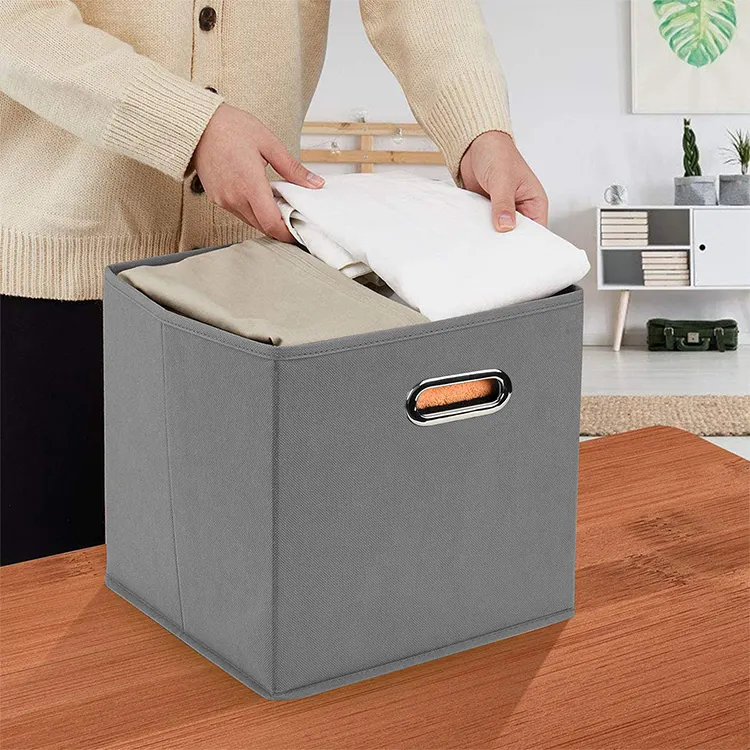 Duoyou Storage Белые тканевые ящики для хранения. Тканевый ящик с металлической ручкой. Белые тканевые ящики для хранения. Сделано в Китае. 4