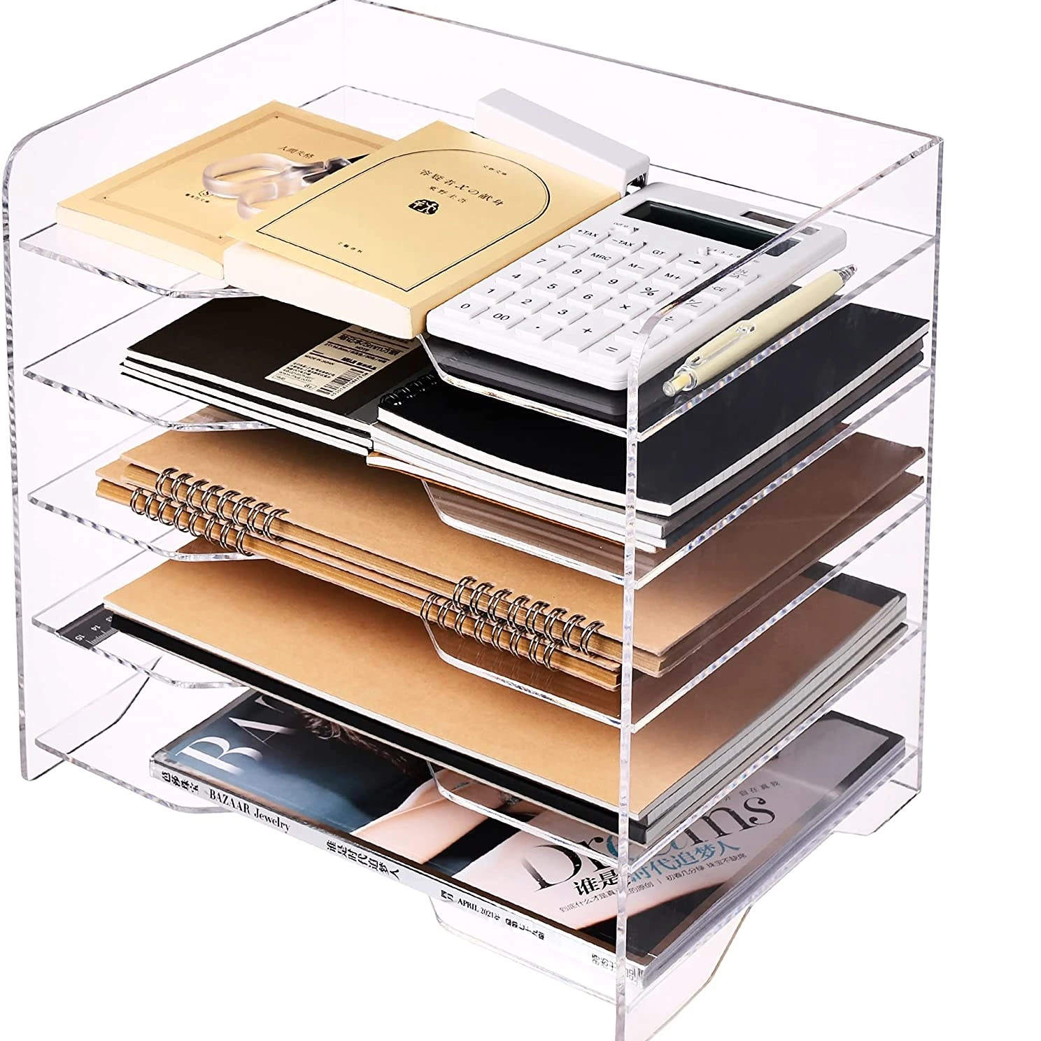 Clear Acrylic Desk File Organizer Enlarged Letter Tray 1