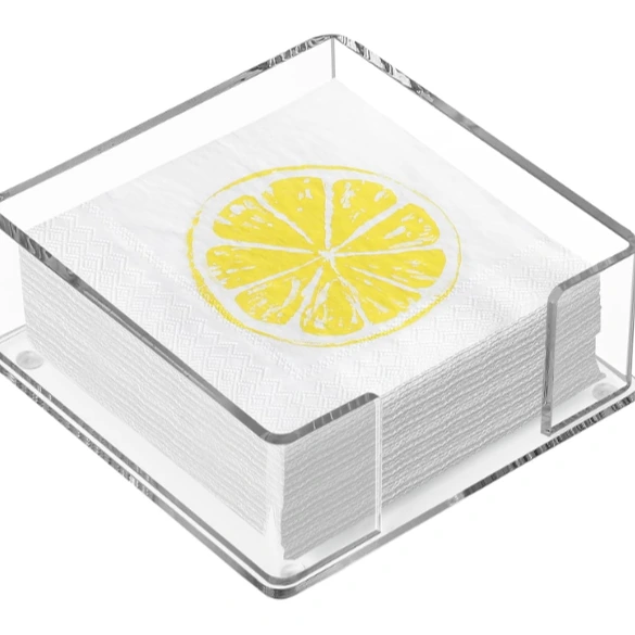 Dispensador de pañuelos de mesa, soporte de servilleta de cóctel acrílico de cristal HQ 1