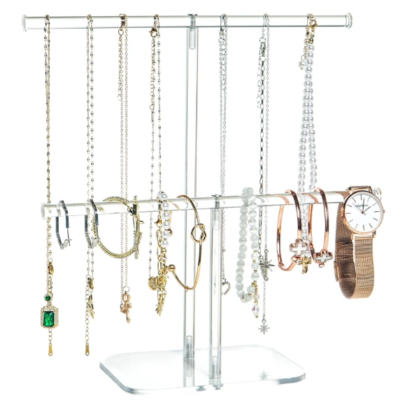 Soporte acrílico para collares, organizador de joyas, soporte para decoración de habitación en la encimera 1
