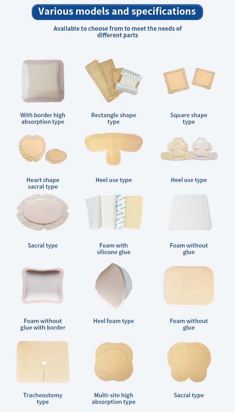 Adhesive antimicrobial foam dressing ulcer prevention and treatment 5mm thickness silicone foam wound dressing 8