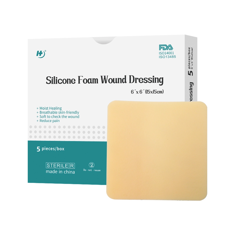 Wound Care Manufacturer Non Bordered Silicone Foam  Dressing 4x4 1