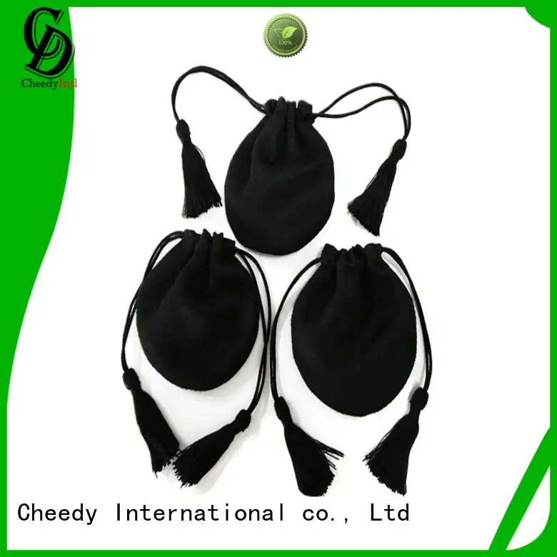 Cheedy jewellery blue suede bag factory for ring 1