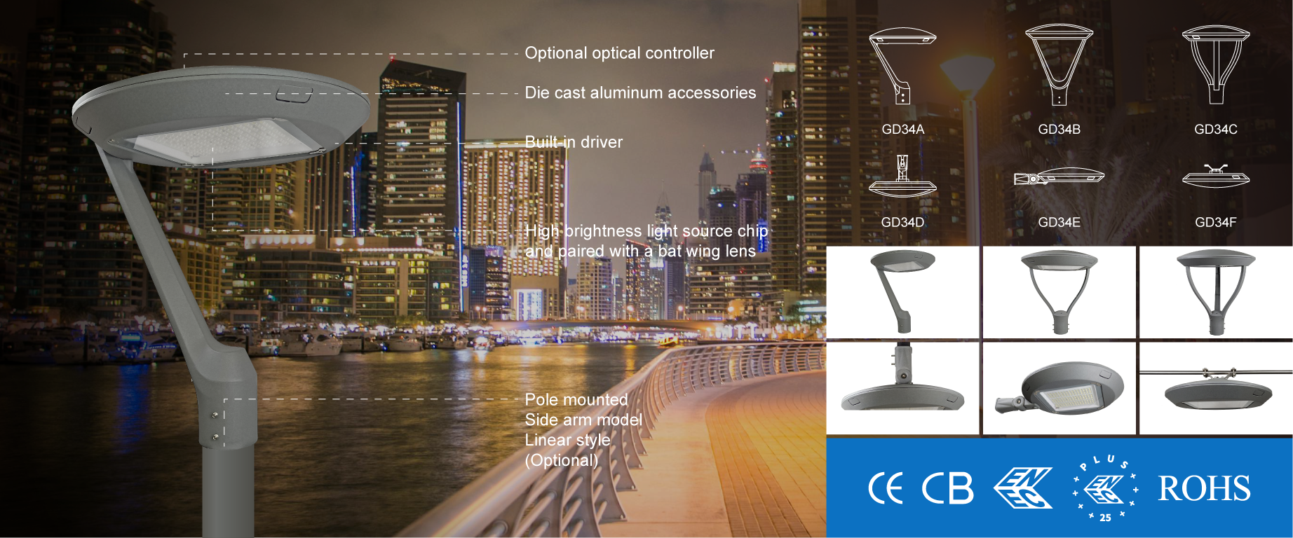 Waterproof IP66 Top Mount Light Pole Garden Light Fixture Gd35a