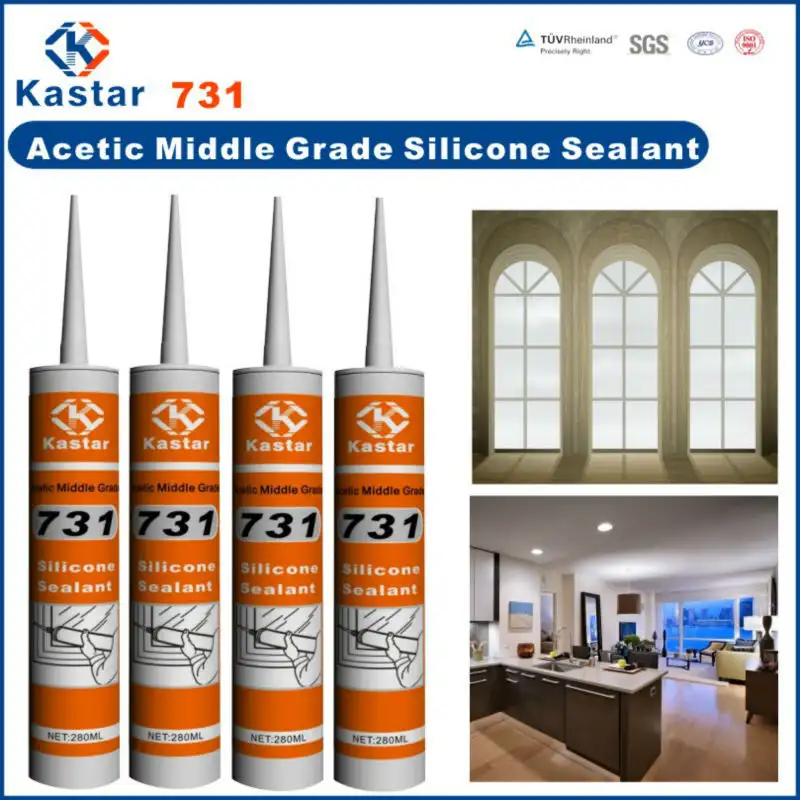 Keo dán thủy tinh silicone axetic cho cửa sổ hợp kim nhôm 6