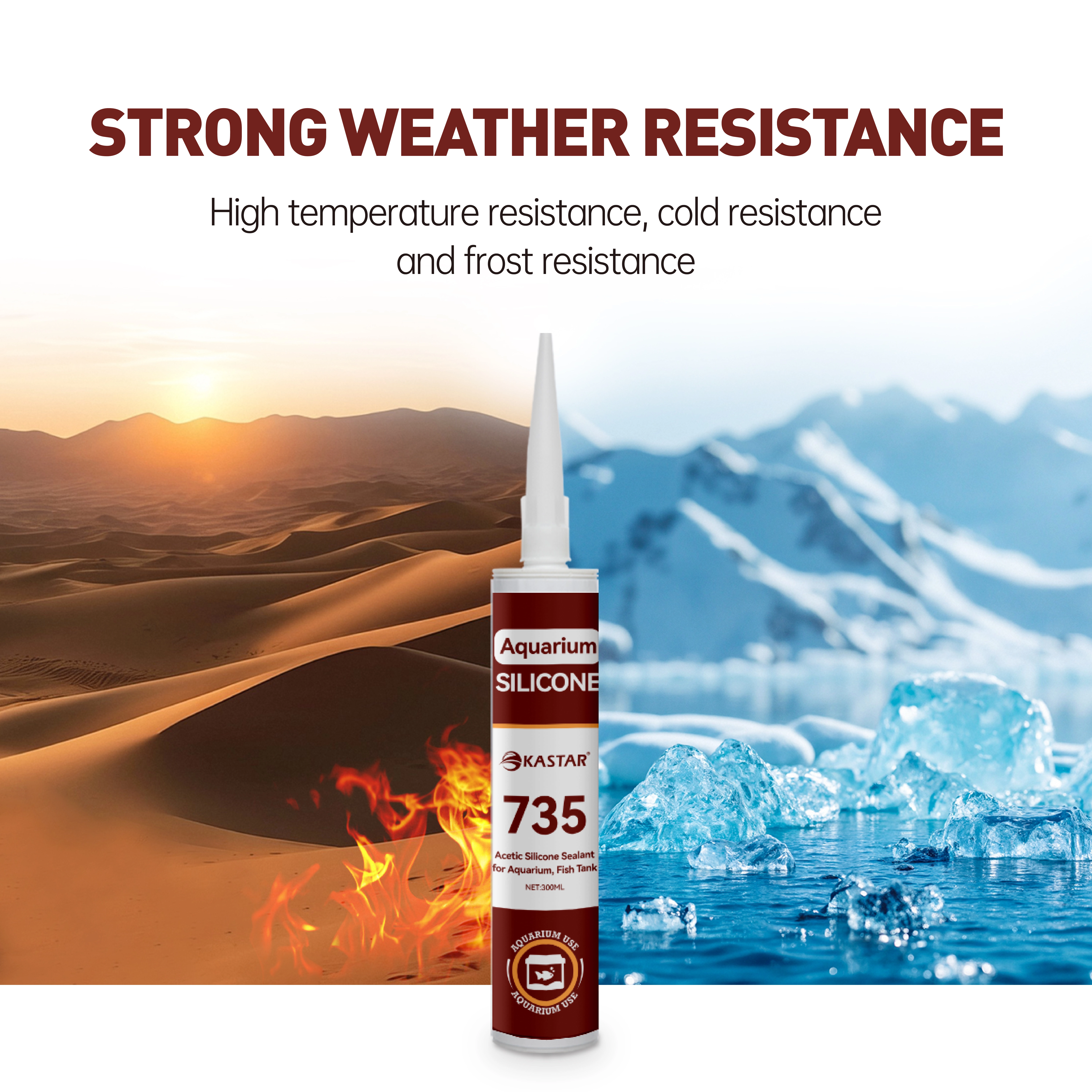 KASTAR735 Scellant en silicone acétique à sec rapide pour aquarium