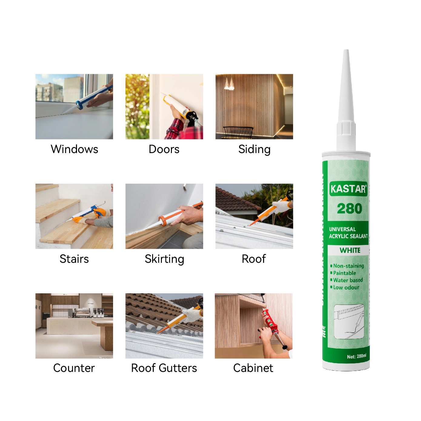 KASTAR280 น้ำยาอุดรูรั่วอะคริลิกลาเท็กซ์อเนกประสงค์ 1