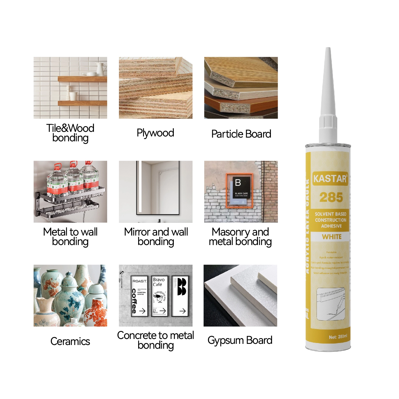 KASTAR285 No More Nails/Жидкие гвозди на основе растворителя/Сверхпрочные строительные клеи 1