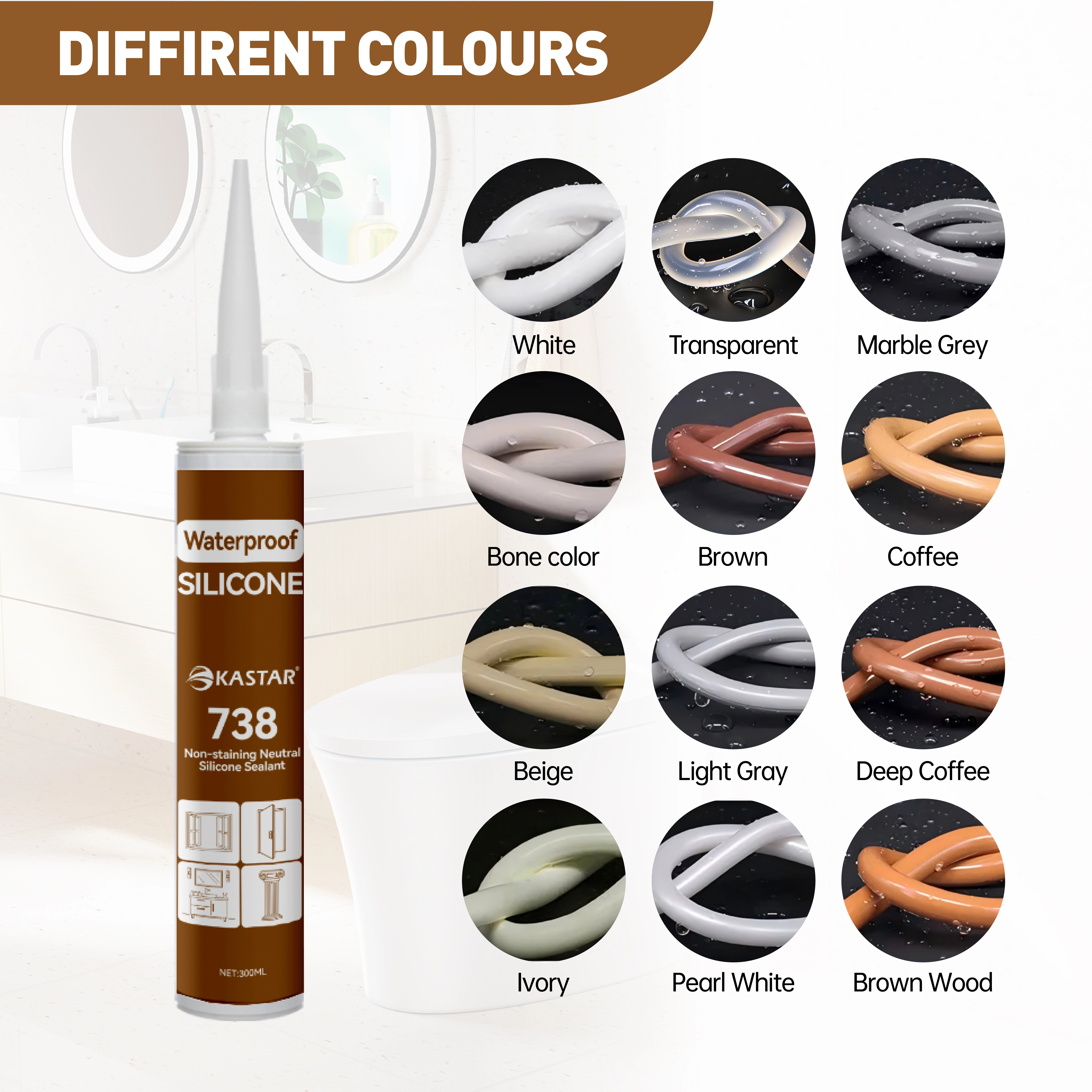Kastar738 Nicht färbender neutrales Silikondichtungsmittel (Sanitärzweck) 1
