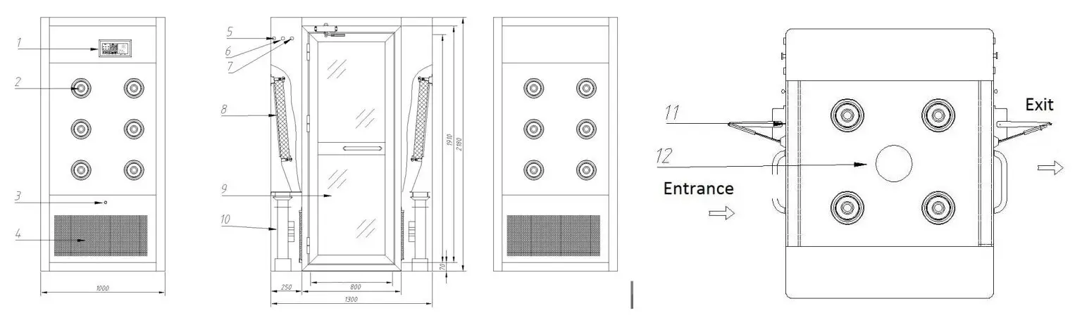 blowing clean room manufacturers with three side blowing for pallet cargo 3