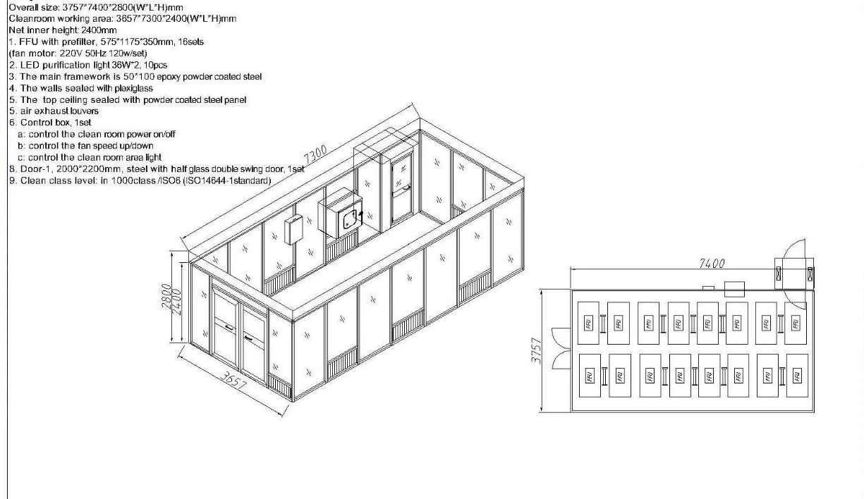 HAOAIRTECH portable softwall cleanroom with ffu for semiconductor factory 2