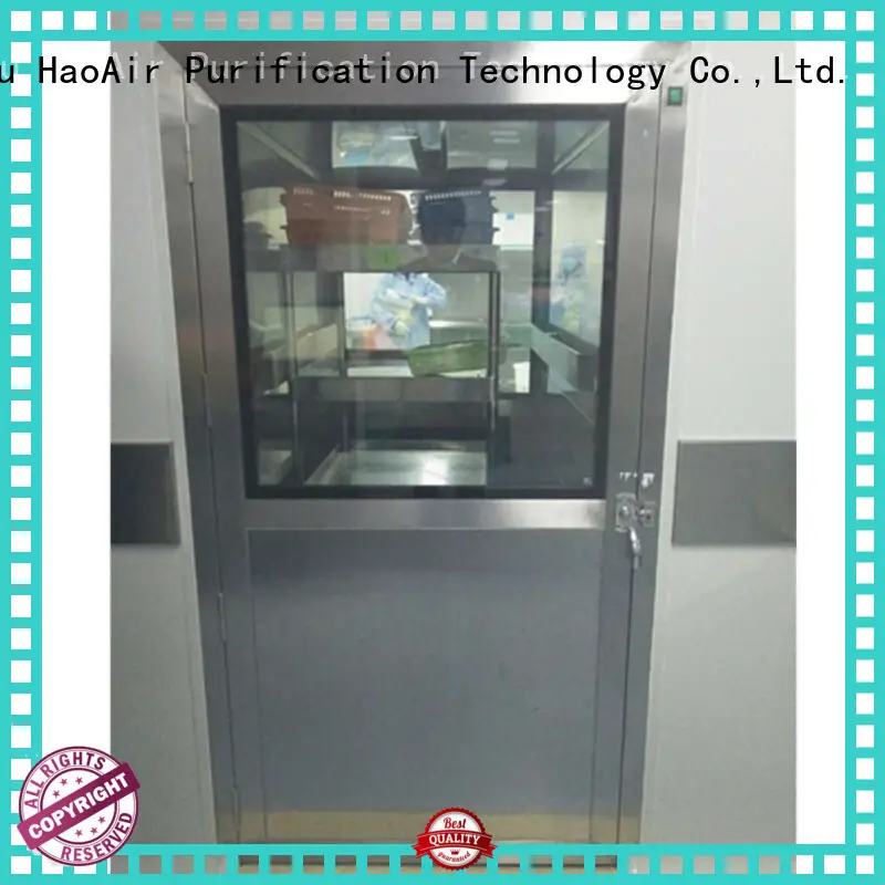 HAOAIRTECH coldrolled steel cleanroom pass box with conveyor line for electronics factory 1