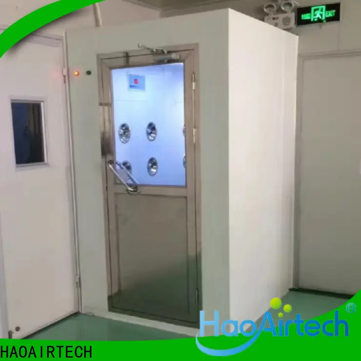 HAOAIRTECH fast rolling air shower design with stainless steel for pallet cargo 1