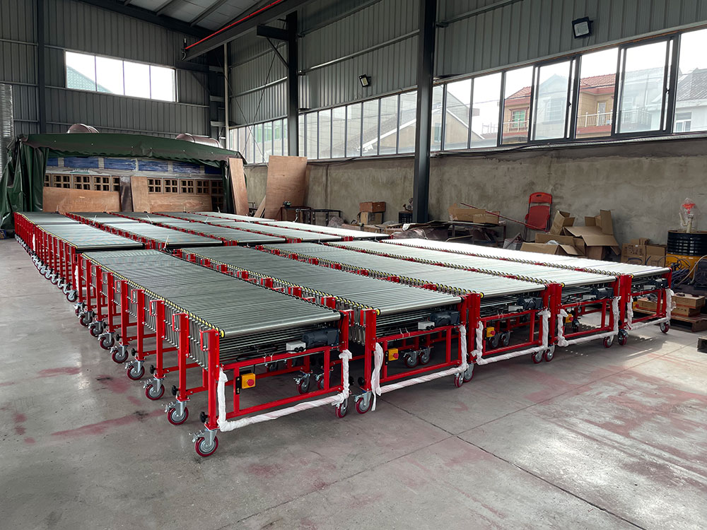 Powered Flexible Roller Conveyor, Telescopic Roller Loading Unloading ...