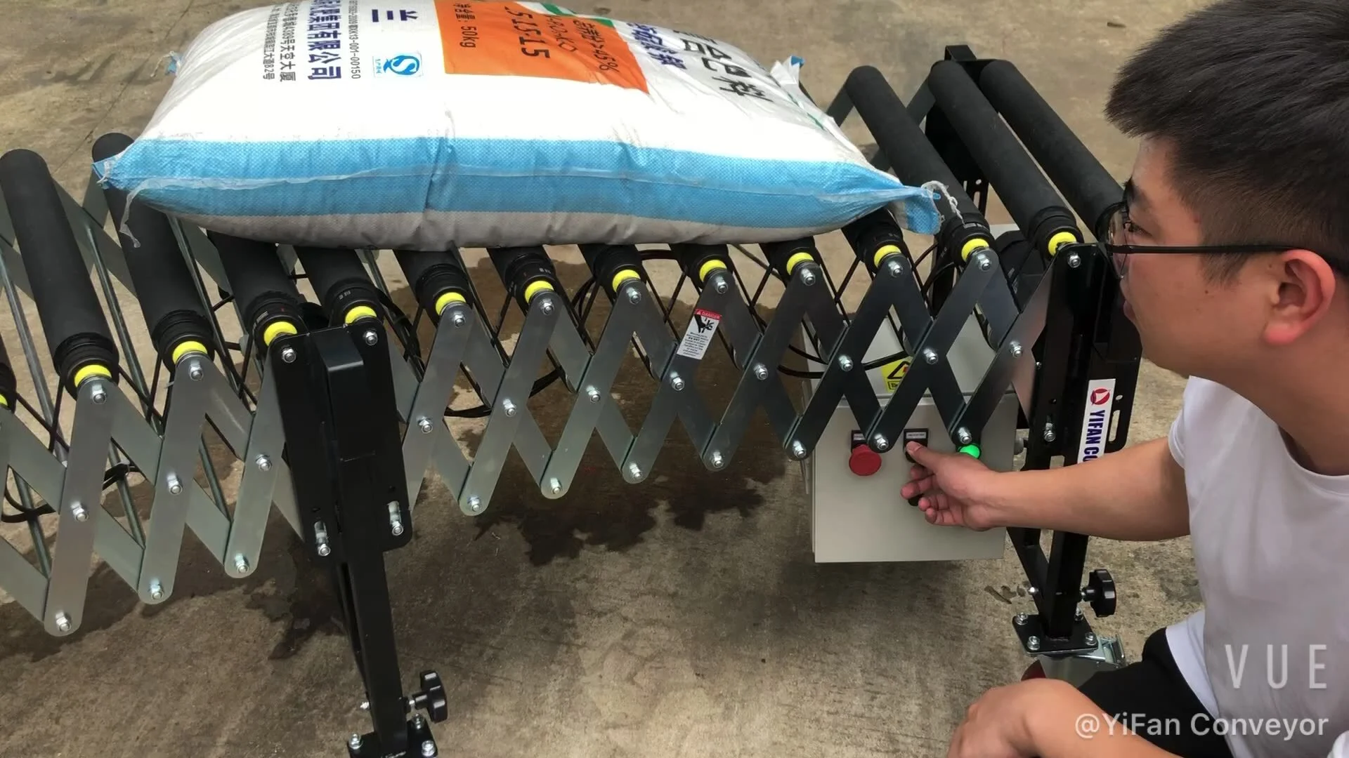 Flexible retractable powered rubber coated roller conveyors 1