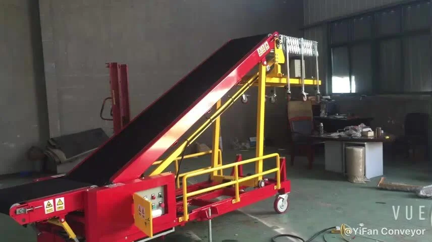 Flexible conveyor belt container load and unloading ramps truck yard dock 1