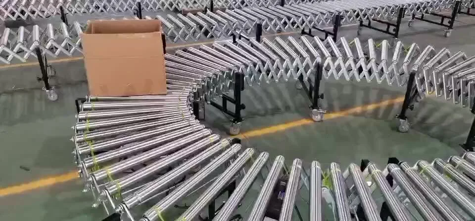 50kg load Expandable adjustable height flexible gravity Roller Conveyor 1