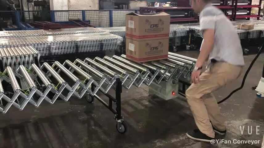 Flexible powered roller conveyor for warehouse loading and unloading 1