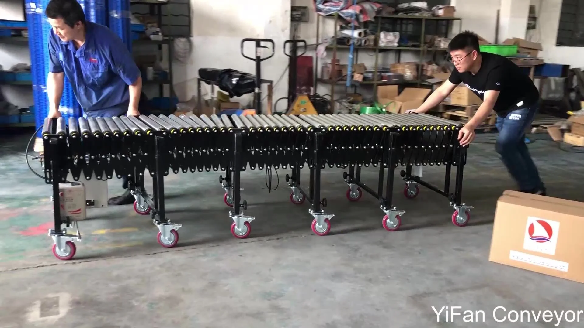 Heavy duty curve powered roller conveyors retractable roller table 1