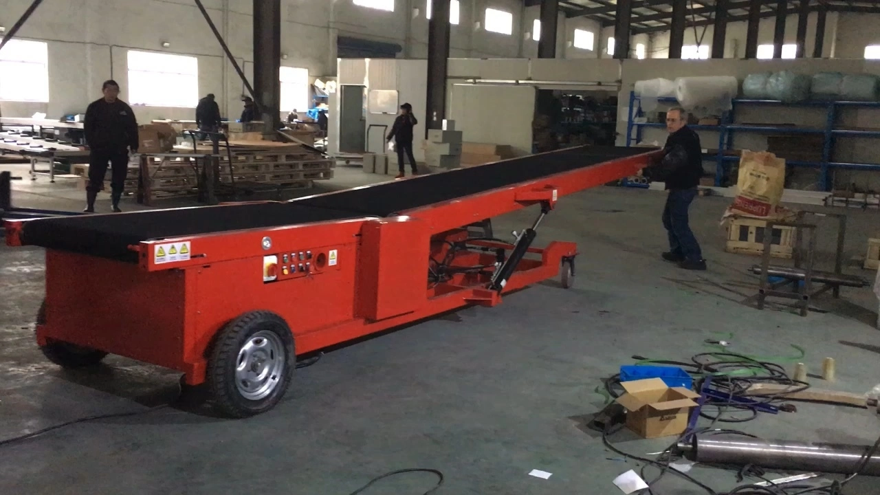 Mobile inclined belt conveyor for loading unloading furniture boxes1 1