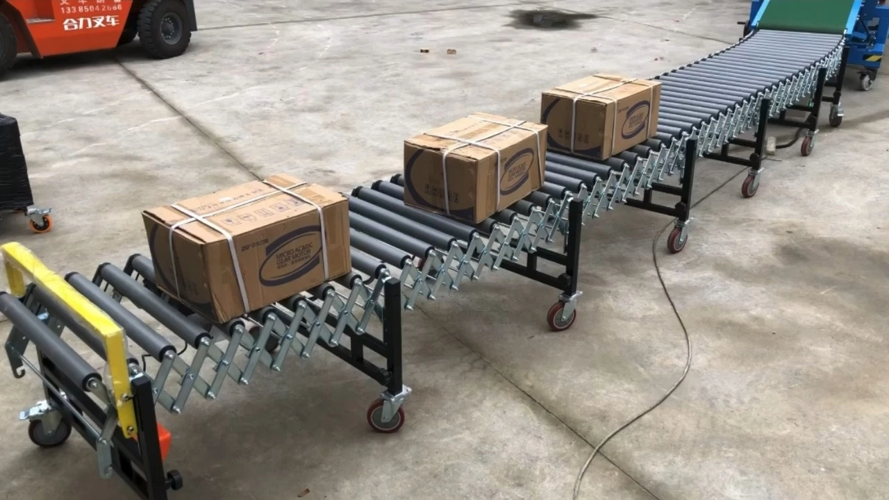 Mobile truck loading flexible conveyor 20ft container loading unloading conveyor 1