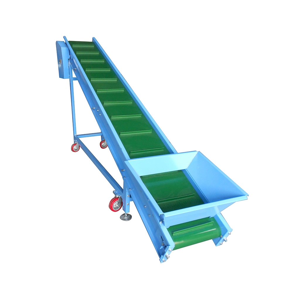 Cleated inclined portable belt conveyor 1