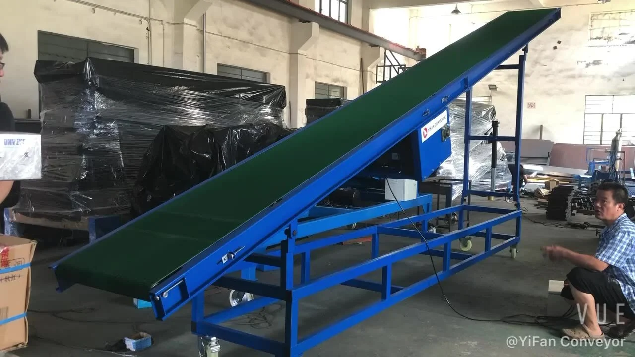 سير ناقل PVC مائل لنقل البضائع من الطابق الأرضي إلى الطابق العلوي 1