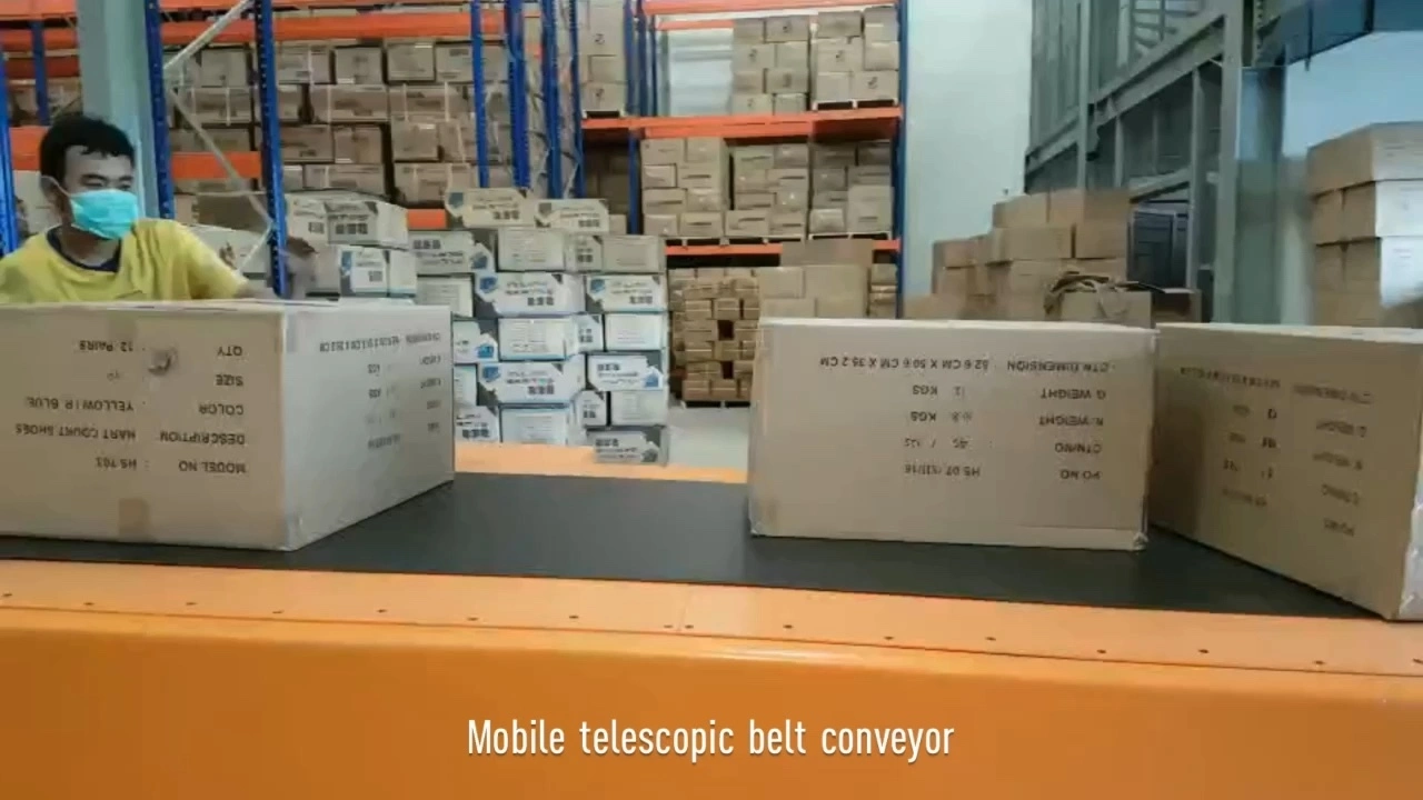 Telescopic belt conveyors extendable conveyor belt used for loading unloading trucks,containers 1