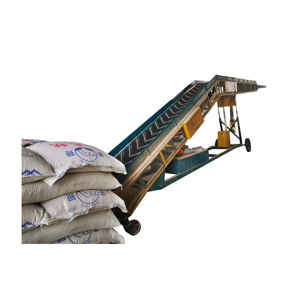 Chevron patterned cleated conveyor belts loading conveyor 1