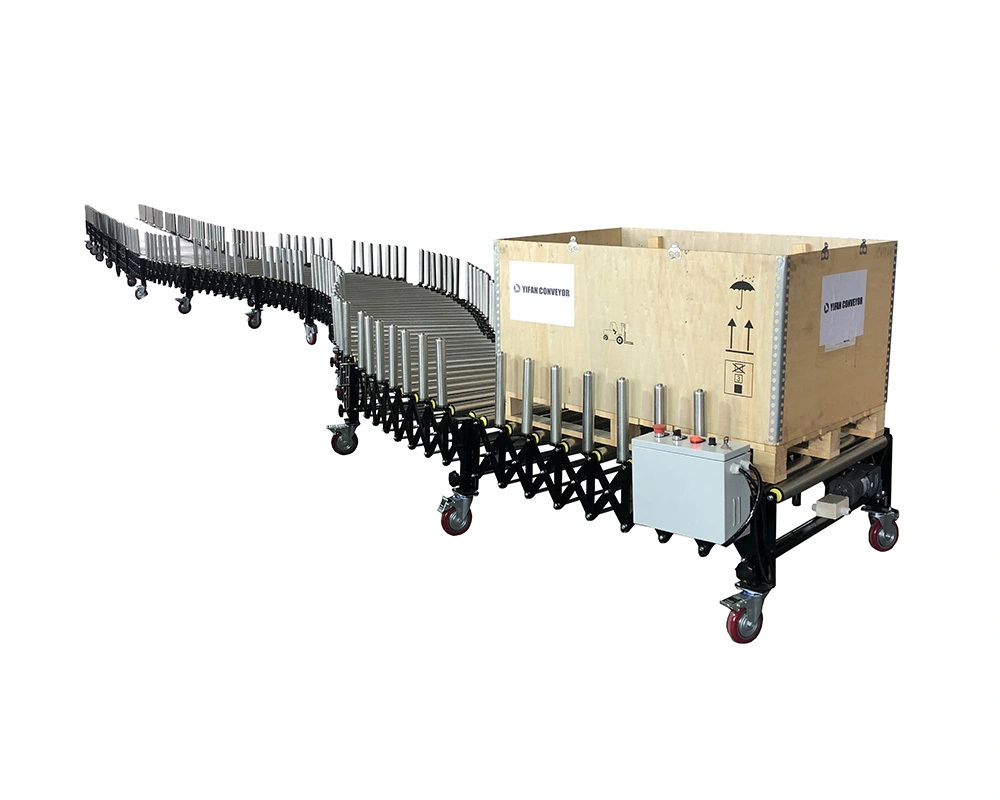 Extendable Power Roller Conveyor with Side Guide Rollers 1