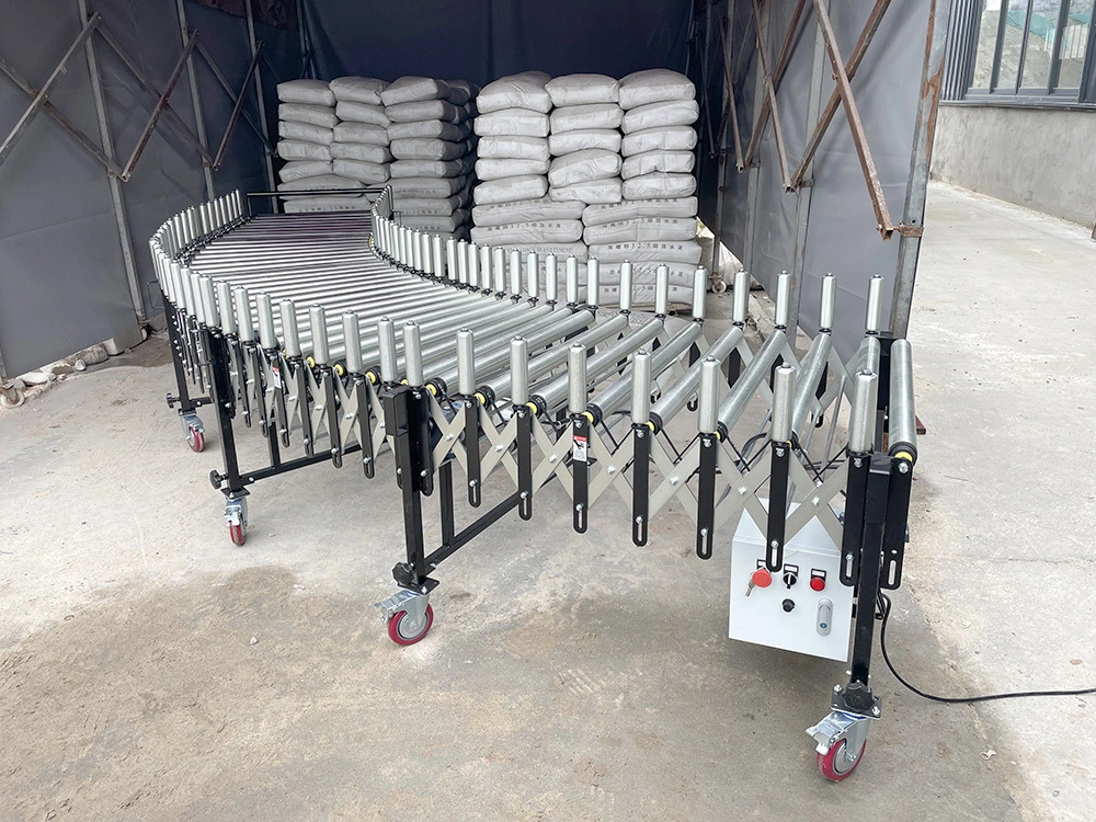 Extendable and Retractable Powered Roller Conveyor with Side Guide 1