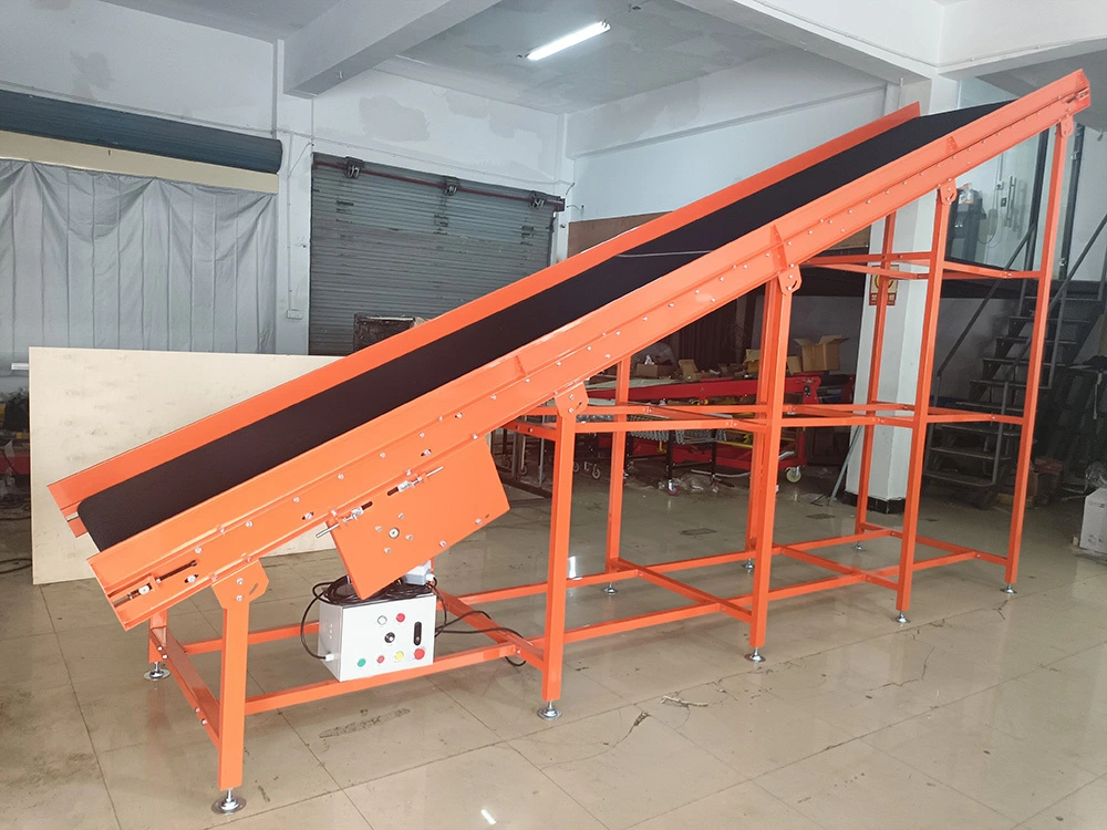 Inclined Belt Conveyor for loading unloading cargo to mezzanine or second floor 1