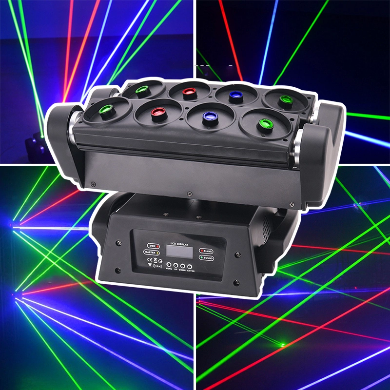 DJ-Hochzeitsausrüstung 8 Augen R/G/B Moving Head Beam Spider Laserlicht MS-MH8SL 1
