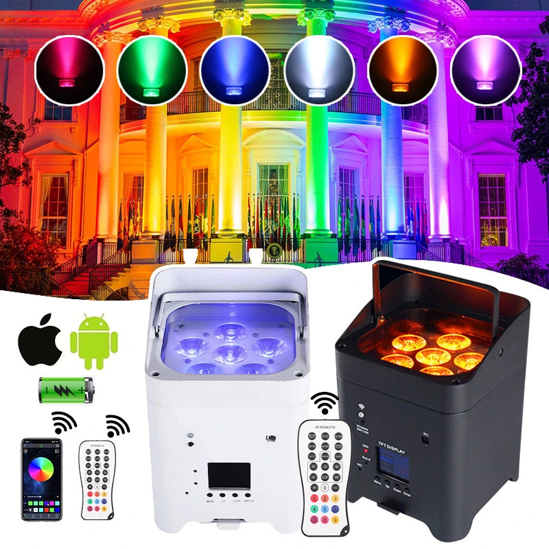 6*18W Battery Backdrop Uplights Wireless Control Wedding Party Dj Stage Wireless Uplight LED Par Light 1