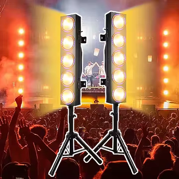 Led Audience Blinder Light 5x100W Amber+Warm White+RGB Ring Effect Free Splicing Led Strobe Concert Stage DJ Stage Blinder Light 1