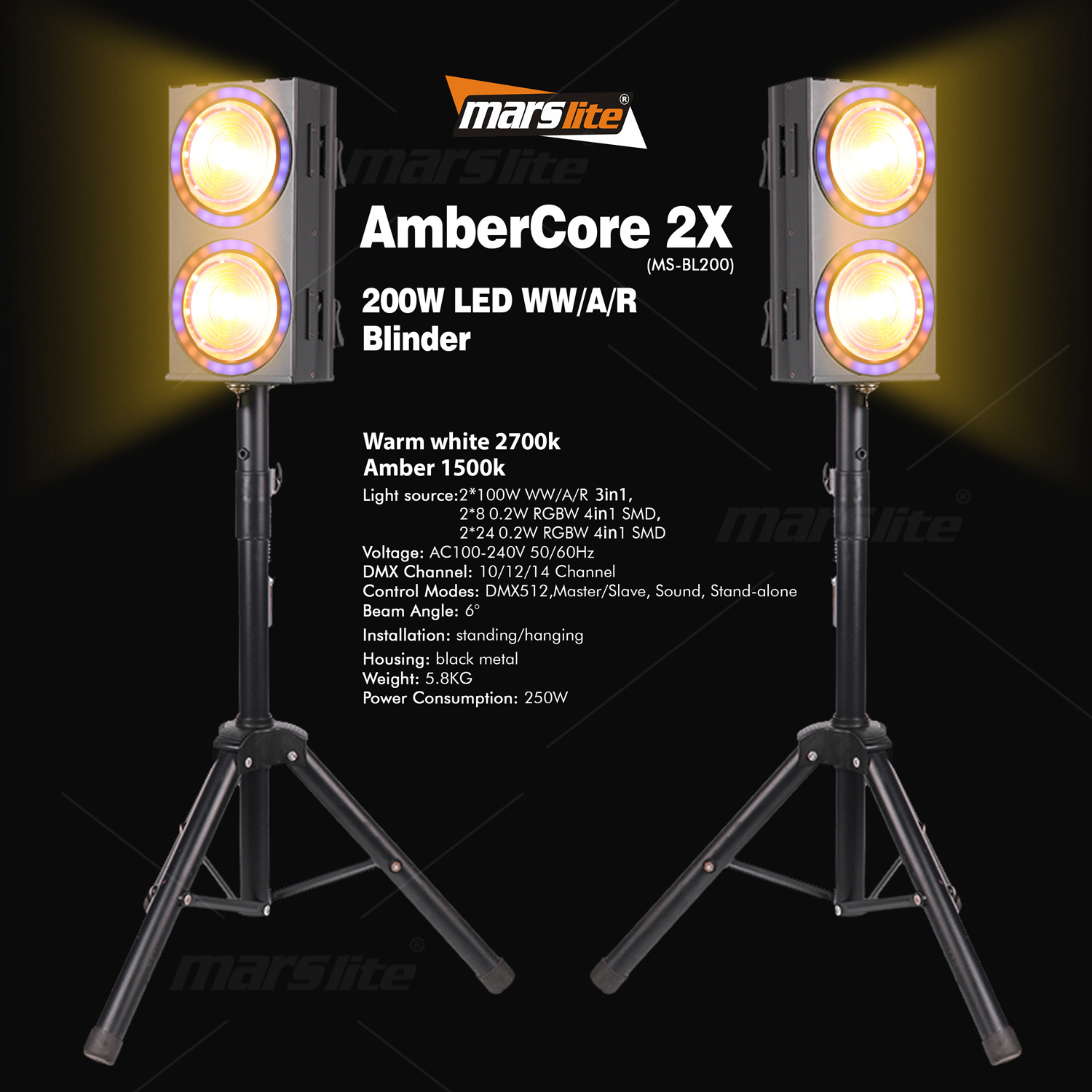 200W ambre + blanc chaud 2 œil light feux combinable ledable audacieux light light effets ling strobe strobe dj concert phare lumières 2