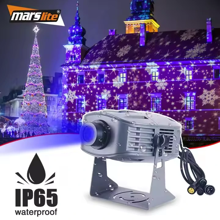 300w Waterproof Snow Flakes IP66 Waterproof Gobo Projector Custom Logo Christmas Outdoor Rotating Snow Flakes Projector 1