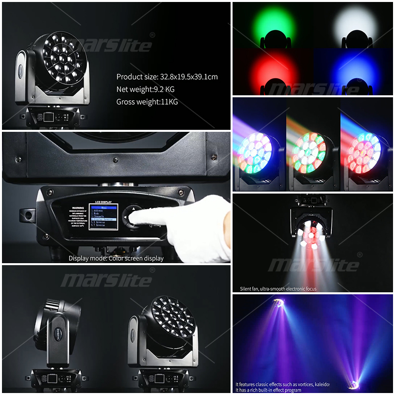 Projecteur à tête mobile LED 19x15W DMX512 RGBW 4 en 1 pour DJ, scène, mariage MS-BY1915S 5