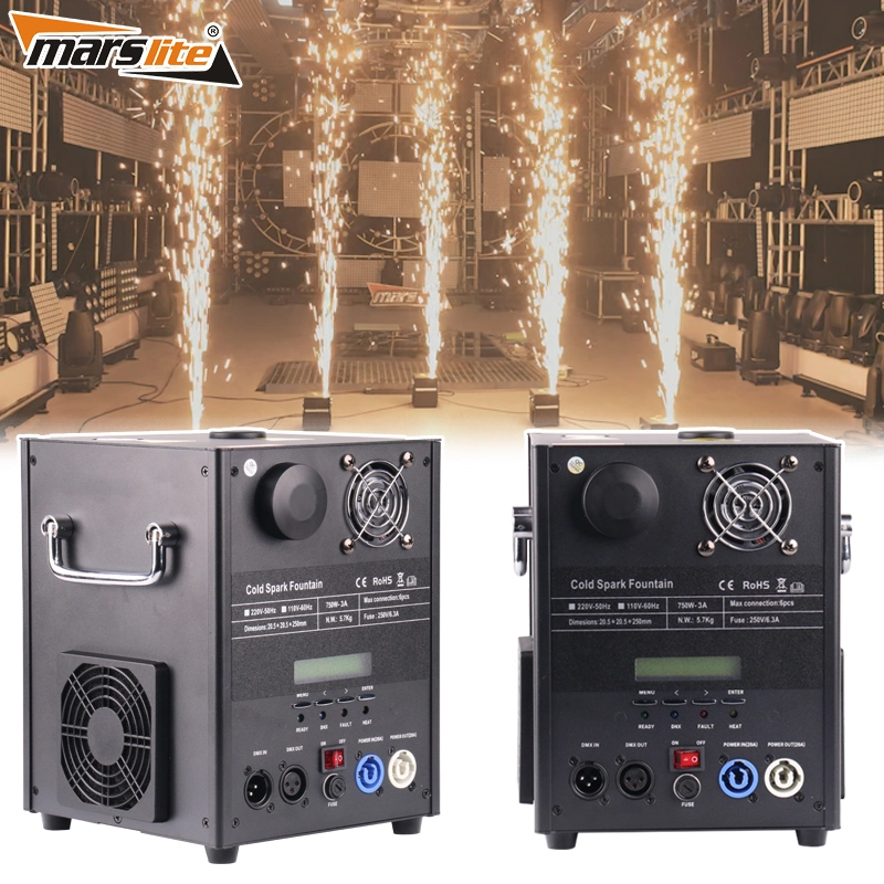 Máquina de fuegos artificiales de chispa fría Marslite de 750 W, inalámbrica, para fiestas de bodas, con efectos de escenario y fuente de fuegos artificiales de chispa fría. 1