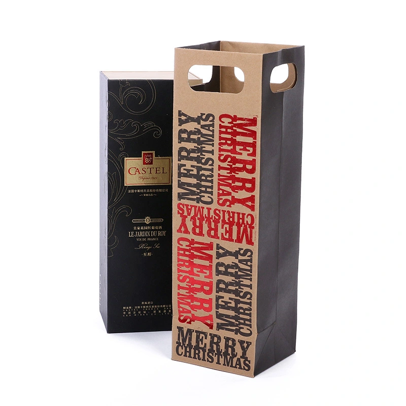 Cheap Customized Printed Bottle Gift Carry Packaging Wholesale Paper Wine Bags 1