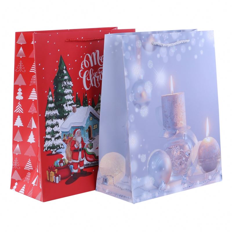 Trendy style christmas gift paper bag with handle exquisite decoration handmade paper bag 1