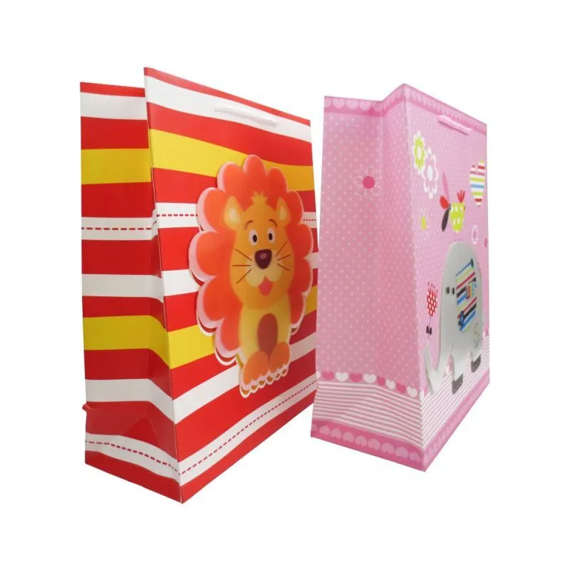 Custom made 3d printing cute paper gift bags with rope handles for children 1