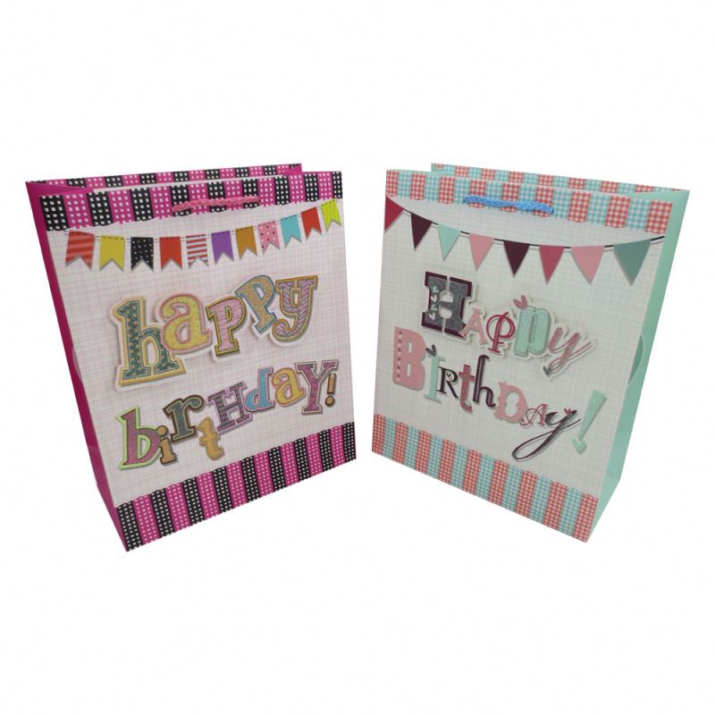 Hot selling workmanship 3d lovely pattern recycled birthday gift paper bag 2
