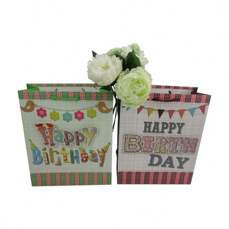 Hot selling workmanship 3d lovely pattern recycled birthday gift paper bag 1